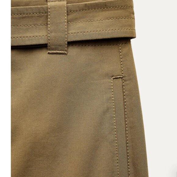 NWT ZARA ZW COLLECTION KAMARLI WIDE-LEG Pant Olive Green Large Bloggers Fave - Picture 6 of 13